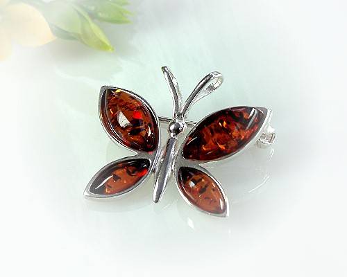 Bernsteinschmuck - Bernstein-Brosche Silber-925 (7G)