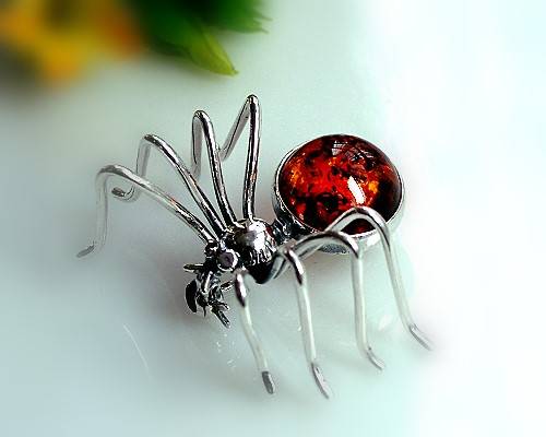 Bernsteinschmuck - Brosche Silber-925 (7J)