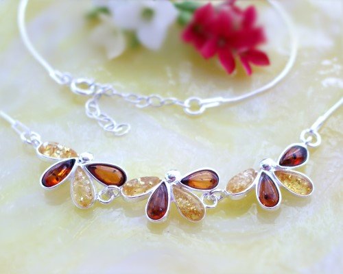 Bernsteinschmuck - Bernsteincollier Silber-925  (BC92)
