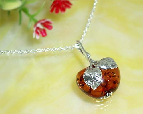 Bernsteinschmuck - Bernstein-Anh&auml;nger Apfel Silber-925  (BI58)