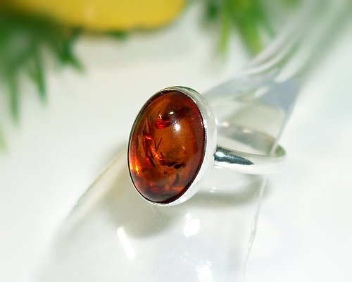 Bernsteinschmuck - Bernsteinring Silber-925  (BN63)