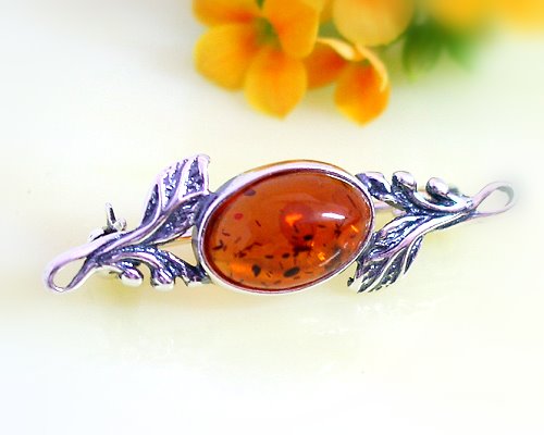 .Bernsteinschmuck - Bernstein-Brosche Silber-925 (BO83)