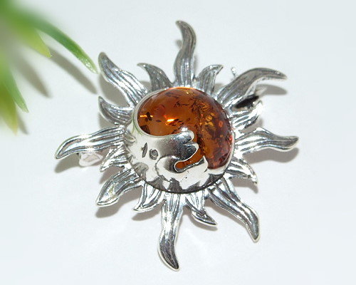 Bernsteinschmuck - Brosche Silber-925 (BO90)