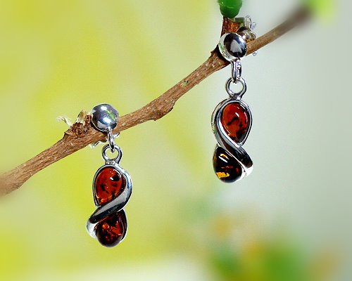 Bernsteinschmuck - Bernsteinohrstecker Silber-925  (CB13)