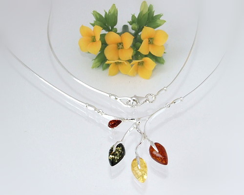 Bernsteinschmuck - Bernstein-Collier Silber-925 (CH91)