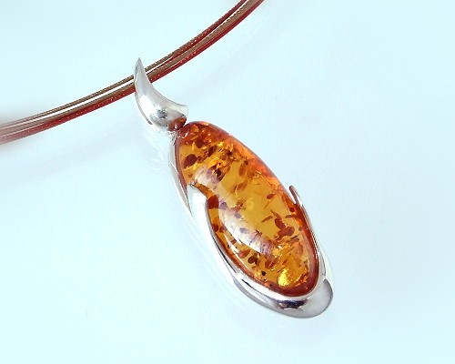 Bernsteinschmuck - Bernstein-Collier 45 cm Silber-925  (CR36)_