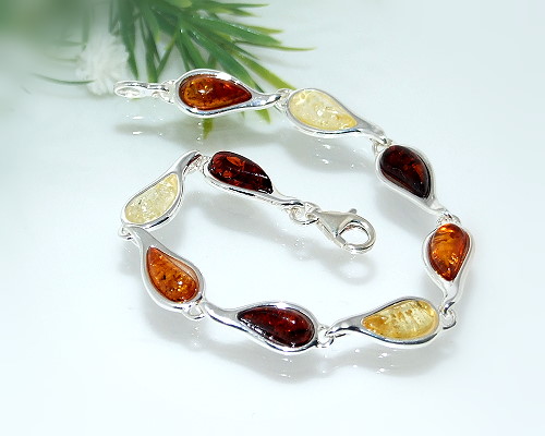 Bernsteinschmuck - Bernsteinarmband Silber 925  (CT79)