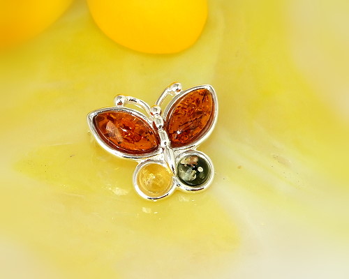 Bernsteinschmuck - Bernstein-Brosche Silber-925 (CX01)