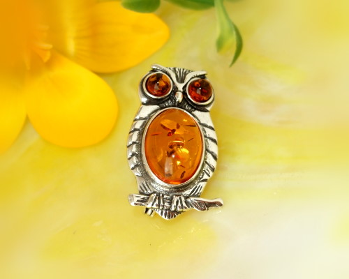 Bernsteinschmuck - Bernstein-Brosche Silber-925 (CX05)
