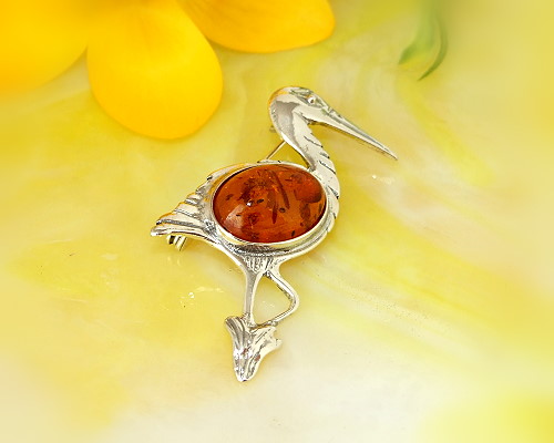 Bernsteinschmuck - Bernstein-Brosche Silber-925 (CX07)_
