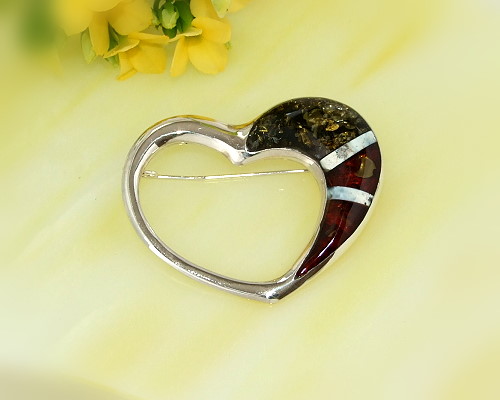 Bernsteinschmuck - Bernstein-Brosche Silber-925  (CX25)_