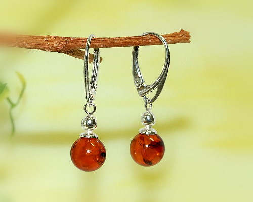+Bernsteinschmuck - Bernstein-Ohrh�nger Silber-925  (EA25)