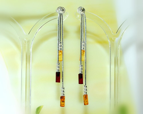 +Bernsteinschmuck - Bernstein-Ohrh�nger Silber-925  (EA37)