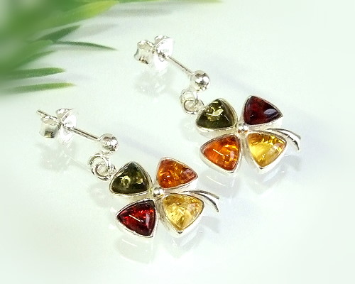 +Bernsteinschmuck - Ohrstecker  Silber-925  (ED06)