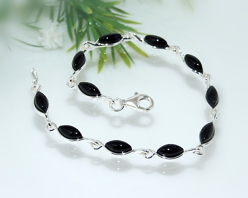 Onyxschmuck - Armband 19,5 cm Silber-925 (FA13) Onyxschmuck - Armband 19,5 cm Silber-925 (FA13)