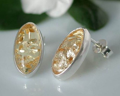 Bernsteinschmuck - Bernsteinohrstecker Silber-925  (L2)