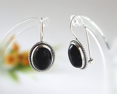Onyxschmuck - Onyxohrhänger Silber-925 (SE28) Onyxschmuck - Onyxohrhänger Silber-925 (SE28)
