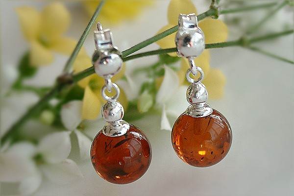 Bernsteinschmuck - Bernsteinohrstecker Silber-925  (U5)