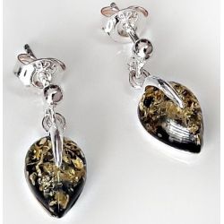 Bernstein Ohrstecker Silber 925 Ohrringe grün Sterlingsilber  ED248