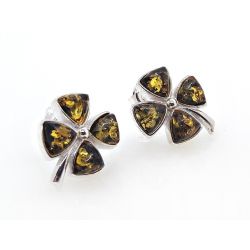 Bernstein Ohrstecker Silber 925 Kleeblatt Sterlingsilber ed266