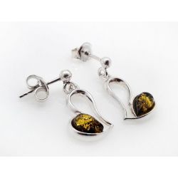 Bernstein Ohrstecker Silber 925 Ohrringe grün Sterlingsilber ED270