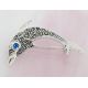 Brosche Silber 925 Delfin weiß blau sn41