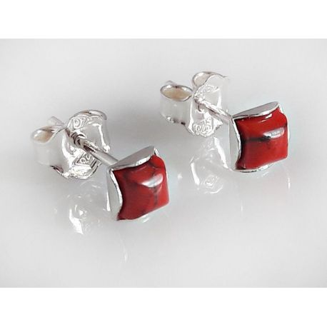 Ohrstecker mit Koralle Silber 925 Silberschmuck kl257