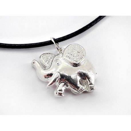 Elefant Anhänger Silber 925 mit Lederband su389