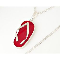 Anhänger Schuh Silber 925 Koralle rot kl259