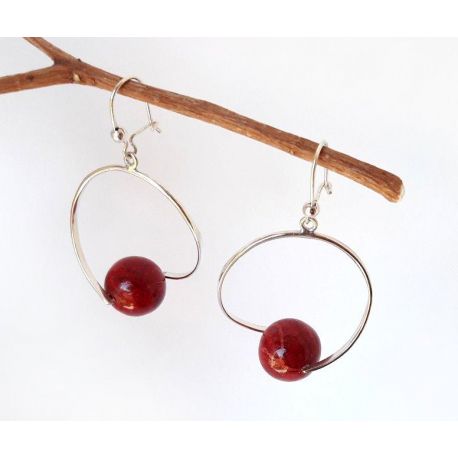 Ohrhänger mit Koralle Silber 925 Silberschmuck kl262