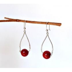 Ohrhänger mit Koralle Silber 925 Silberschmuck kl266