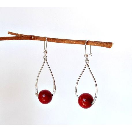 Ohrhänger mit Koralle Silber 925 Silberschmuck kl266
