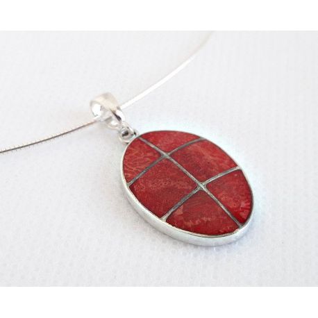 Anhänger rote Koralle Silber 925  kl272