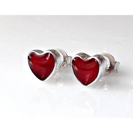 Ohrstecker mit Koralle Herz Silber 925 Silberschmuck kl274