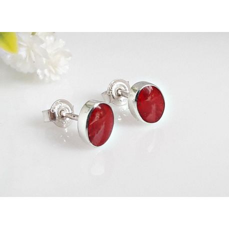 Ohrstecker mit Koralle Silber 925 Silberschmuck kl276