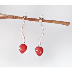 Ohrstecker mit Koralle Silber 925 Silberschmuck kl279