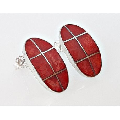 Ohrstecker mit Koralle Silber 925 Silberschmuck kl280