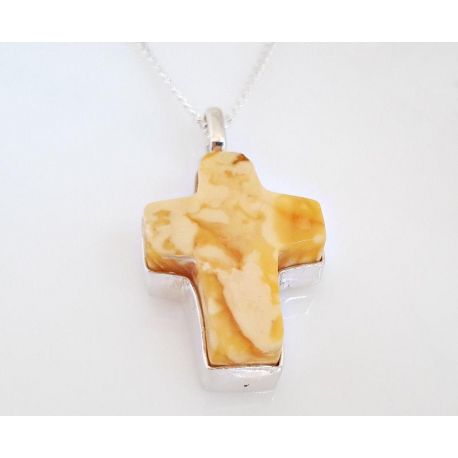 Bernstein Anhänger Kreuz Silber 925 Bernsteinschmuck ba581