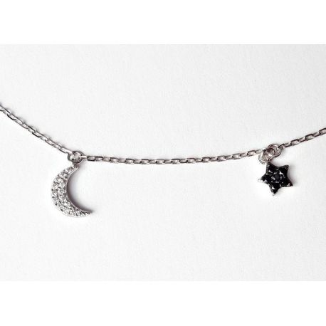 Collier Silber 925 mit Zirkonia Mond und Stern SD207