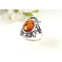 Bernstein Ring  braun Silber 925 BR348