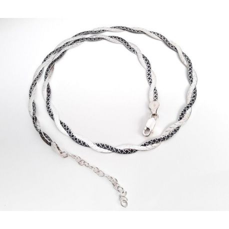Kette Silber 925 Damen Collier geflochten 45 cm sd211