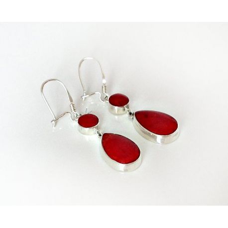 Ohrhänger Silber 925 Koralle Silberschmuck kl298