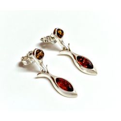 Bernstein Ohrstecker Silber 925 mehrfarbig bd38