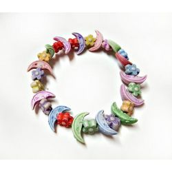 Kinderschmuck Gummizug  Armband Mond & Blume ak10