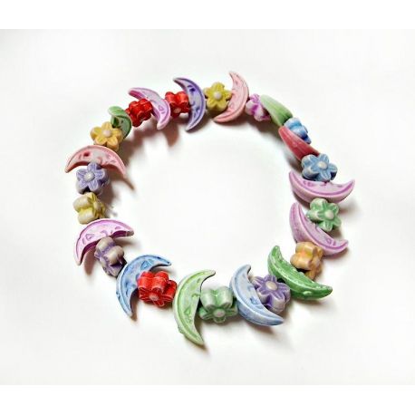 Kinder Armband Gummizug  Armband Mond & Blume ak10