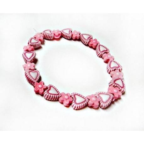 Kinderschmuck Gummizug  Armband Herz & Blume ak11