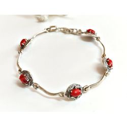 Armband Silber 925  mit Koralle kl328