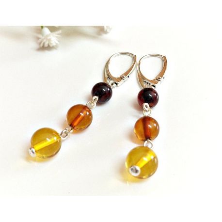 Bernstein Ohrhänger Silber 925 mehrfarbig bj232