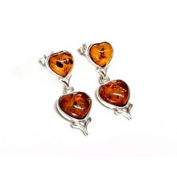 Bernstein Ohrstecker Silber 925 Ohrringe cognac Herz Sterlingsilber ed32