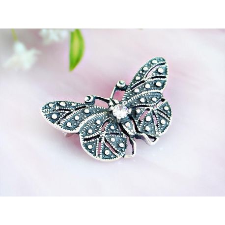 Brosche Silber 925 Schmetterling Silberschmuck sn58